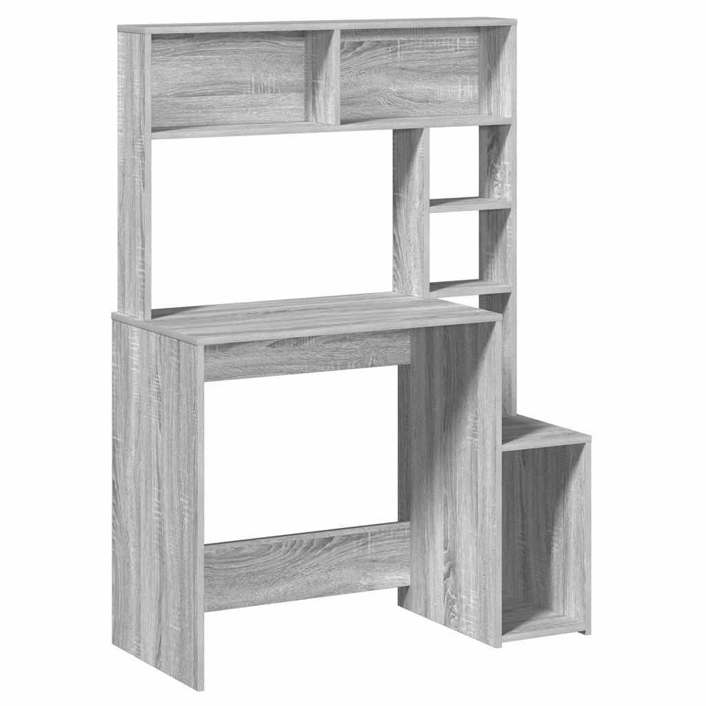 Bureau avec étagères sonoma gris 100x45x140cm bois d'ingénierie - XIOS