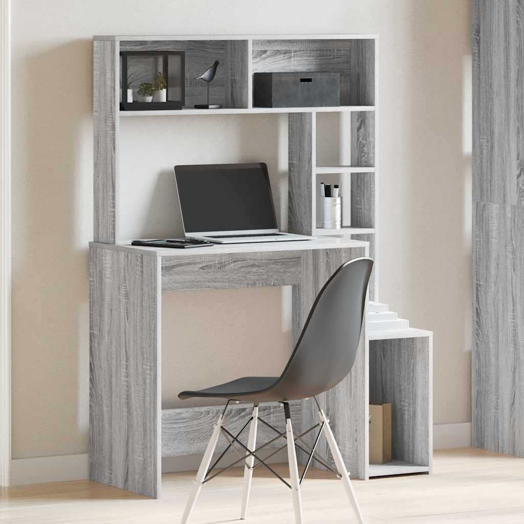 Bureau avec étagères sonoma gris 100x45x140cm bois d'ingénierie - XIOS