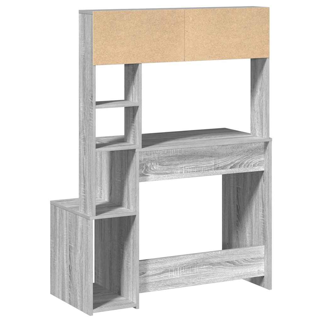 Bureau avec étagères sonoma gris 100x45x140cm bois d'ingénierie - XIOS