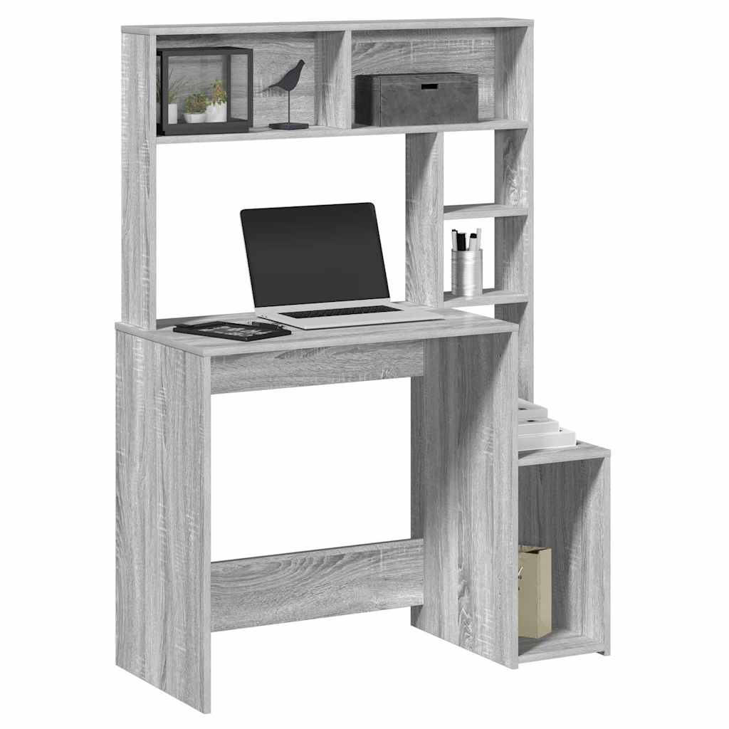 Bureau avec étagères sonoma gris 100x45x140cm bois d'ingénierie - XIOS
