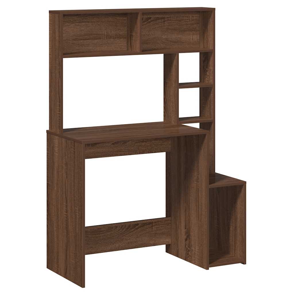 Bureau et étagères chêne marron 100x45x140 cm bois d'ingénierie - XIOS