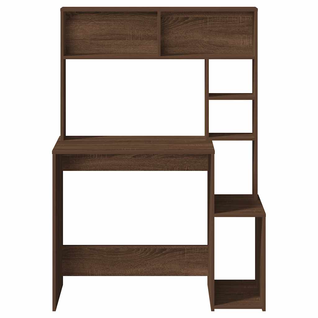Bureau et étagères chêne marron 100x45x140 cm bois d'ingénierie - XIOS