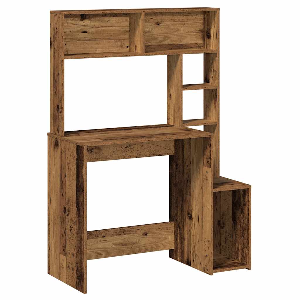 Bureau avec étagères vieux bois 100x45x140 cm bois d'ingénierie - XIOS