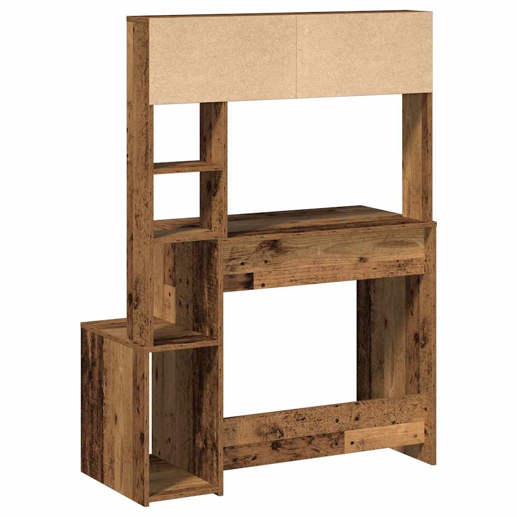 Bureau avec étagères vieux bois 100x45x140 cm bois d'ingénierie - XIOS