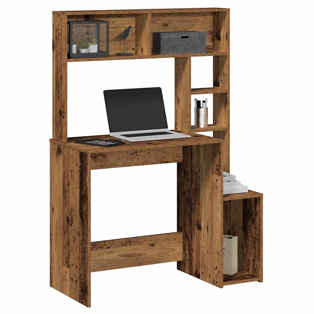 Bureau avec étagères vieux bois 100x45x140 cm bois d'ingénierie - XIOS