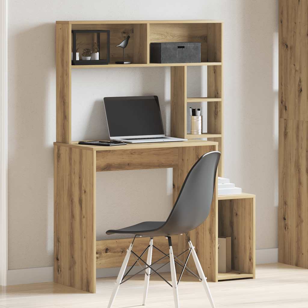 Bureau avec étagères chêne artisanal Bois d'ingénierie - XIOS