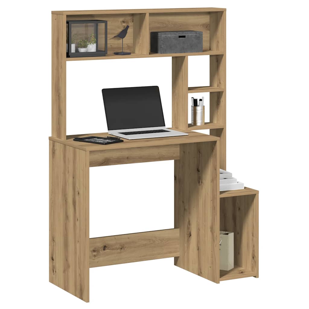 Bureau avec étagères chêne artisanal Bois d'ingénierie - XIOS