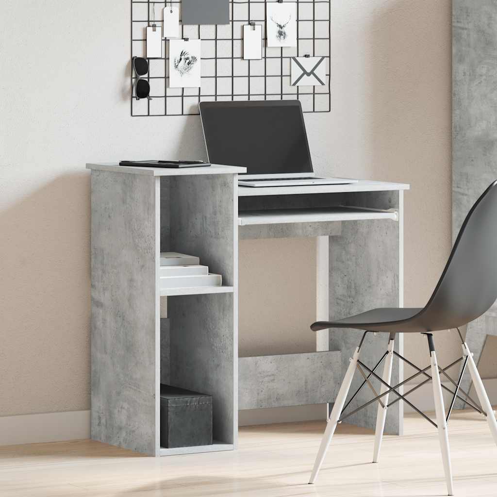 Bureau avec étagères gris béton 84x40x78 cm bois d'ingénierie - XIOS
