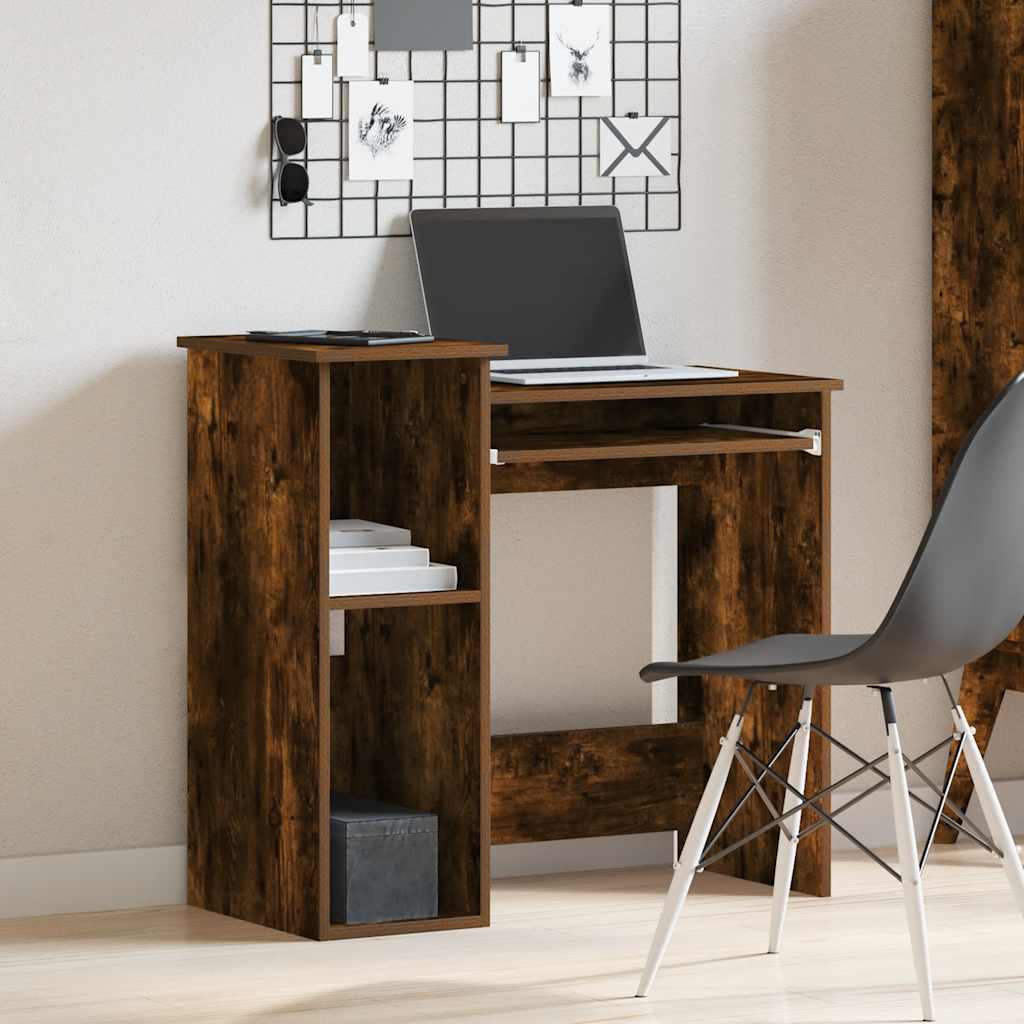 Bureau avec étagères chêne fumé 84x40x78 cm bois d'ingénierie - XIOS