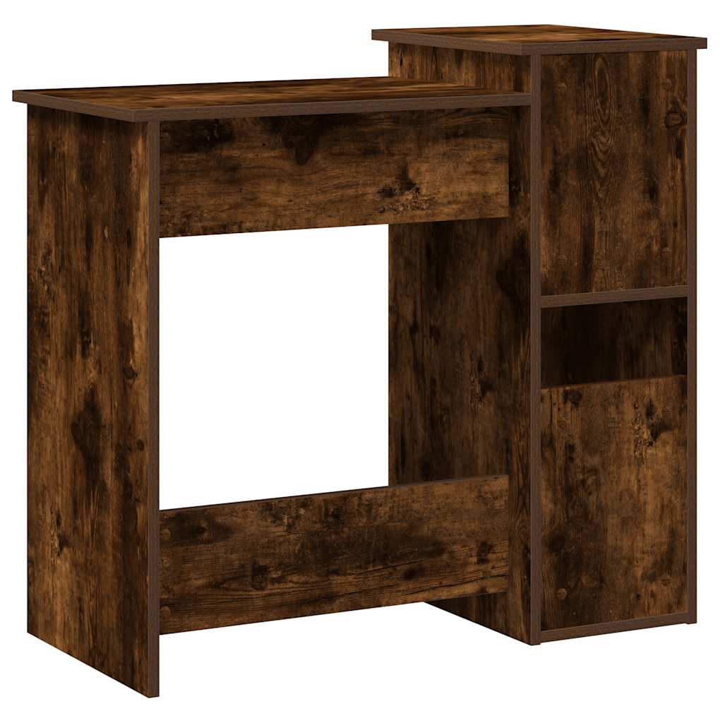 Bureau avec étagères chêne fumé 84x40x78 cm bois d'ingénierie - XIOS