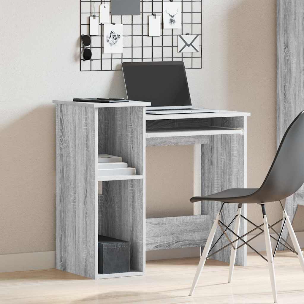 Bureau avec étagères sonoma gris 84x40x78 cm bois d'ingénierie - XIOS