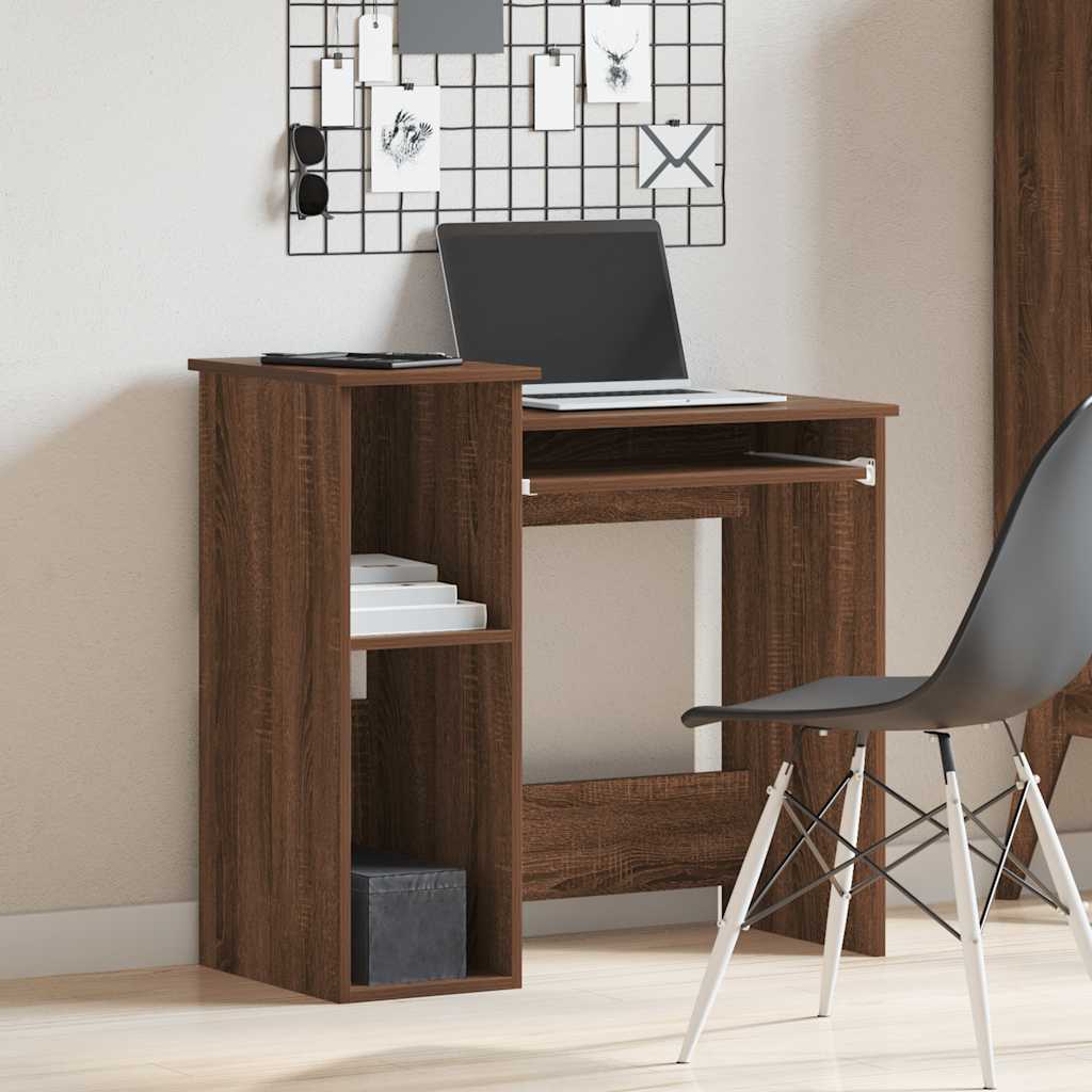 Bureau et étagères chêne marron 84x40x78 cm bois d'ingénierie - XIOS