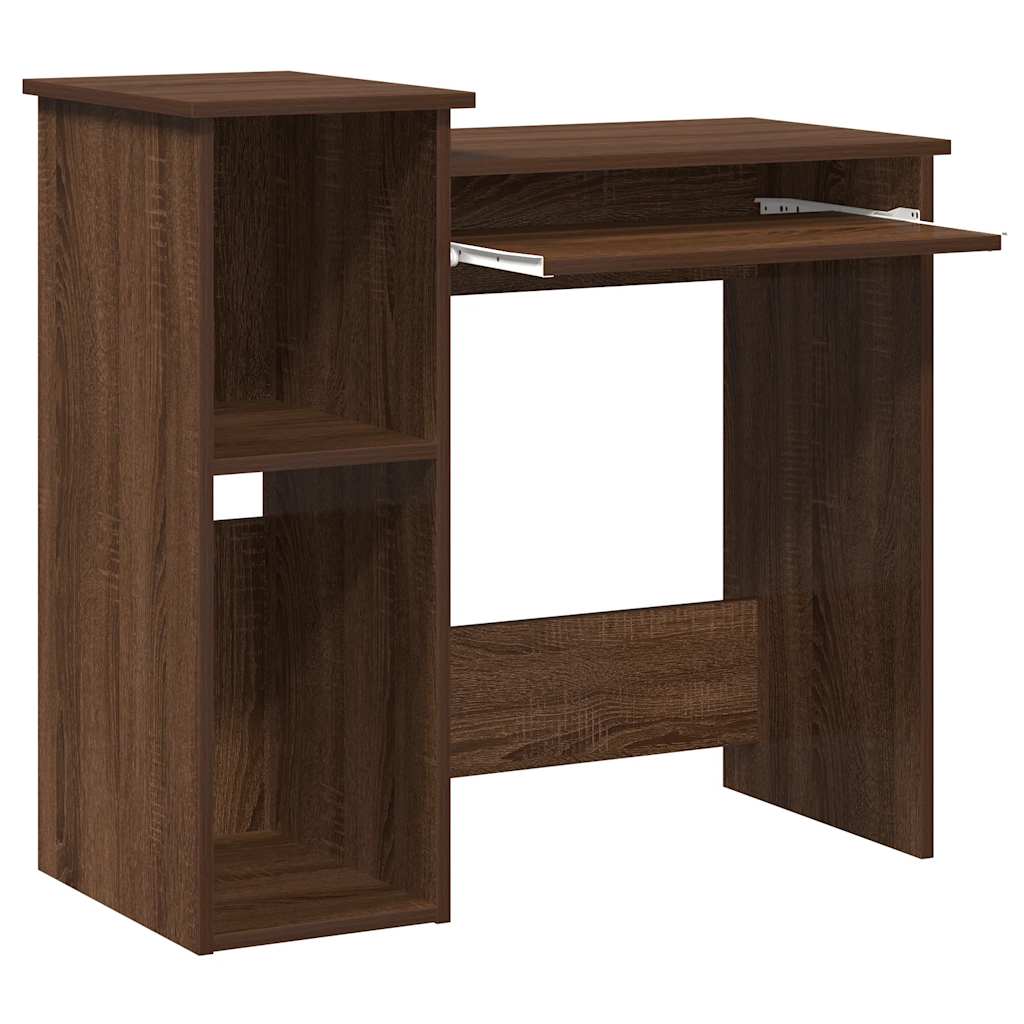 Bureau et étagères chêne marron 84x40x78 cm bois d'ingénierie - XIOS