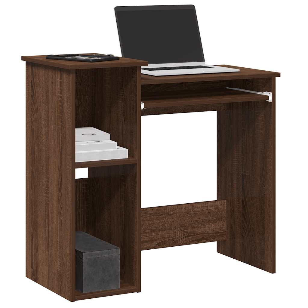 Bureau et étagères chêne marron 84x40x78 cm bois d'ingénierie - XIOS