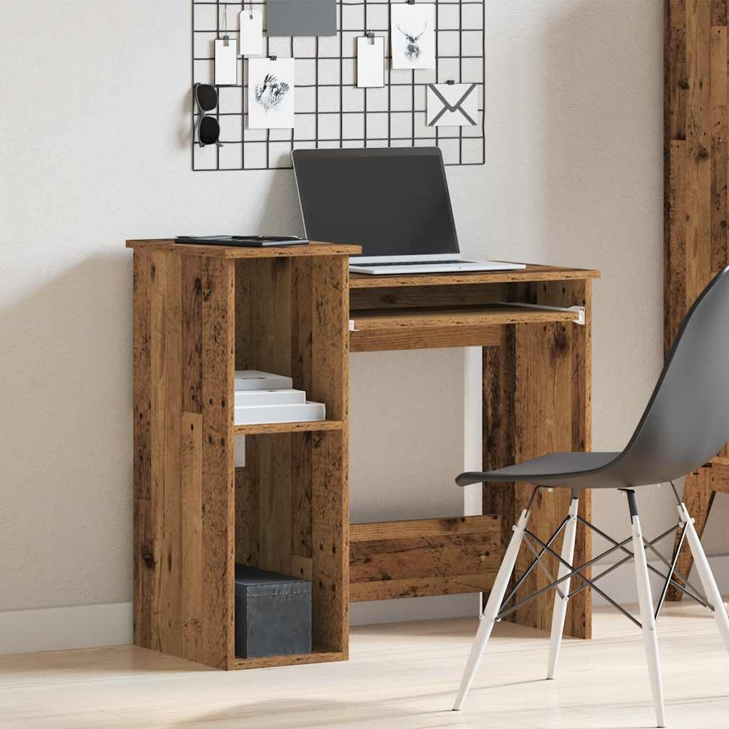 Bureau avec étagères vieux bois 84x40x78 cm bois d'ingénierie - XIOS