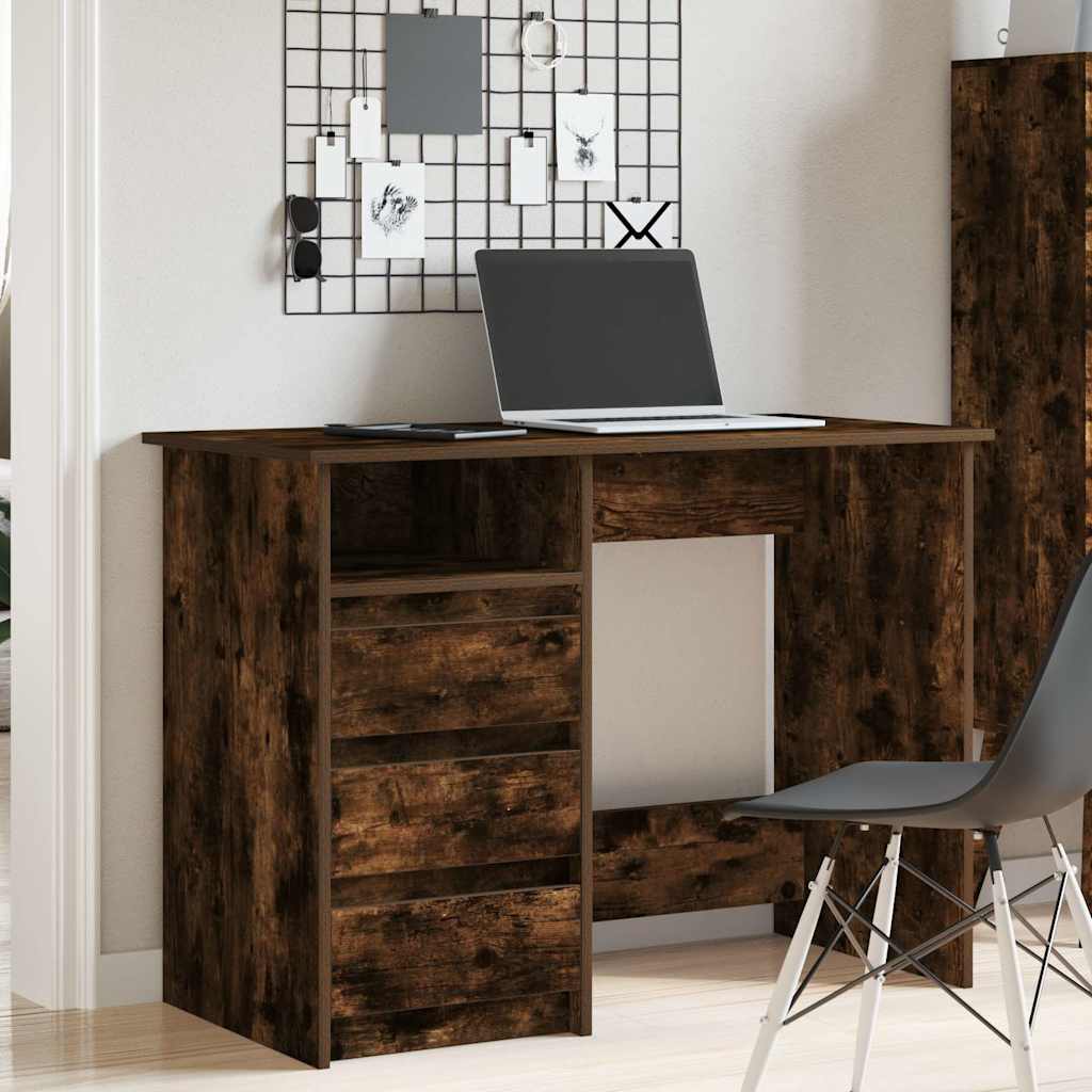 Bureau chêne fumé 102x50x75 cm bois d'ingénierie - XIOS