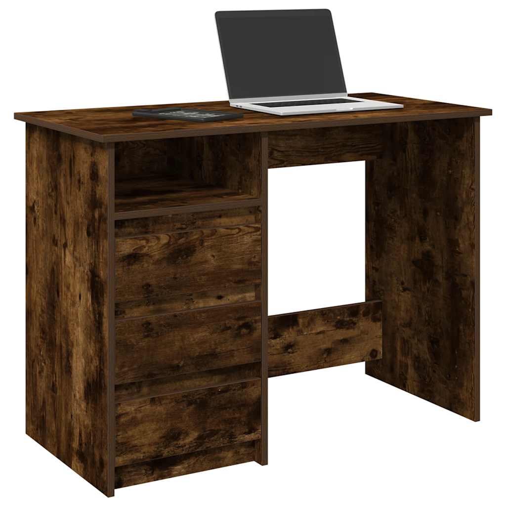 Bureau chêne fumé 102x50x75 cm bois d'ingénierie - XIOS