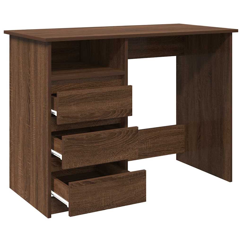 Bureau chêne marron 102x50x75 cm bois d'ingénierie - XIOS