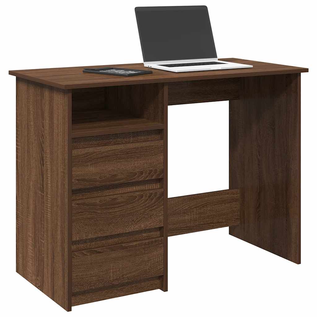 Bureau chêne marron 102x50x75 cm bois d'ingénierie - XIOS