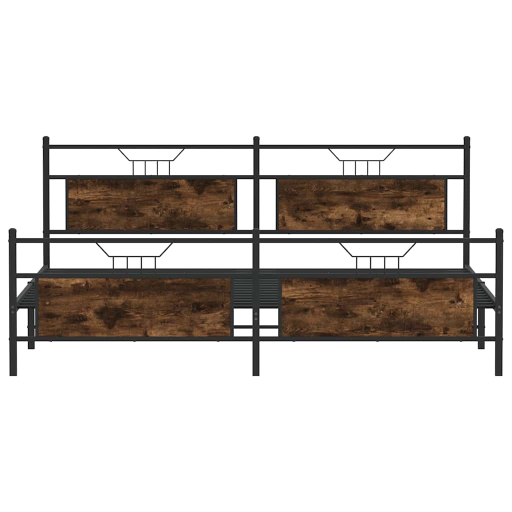 Cadre de lit en métal sans matelas chêne fumé 193x201 cm - XIOS