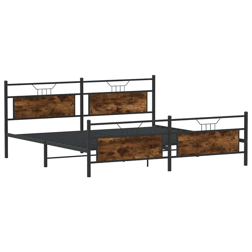 Cadre de lit en métal sans matelas chêne fumé 200x200 cm - XIOS