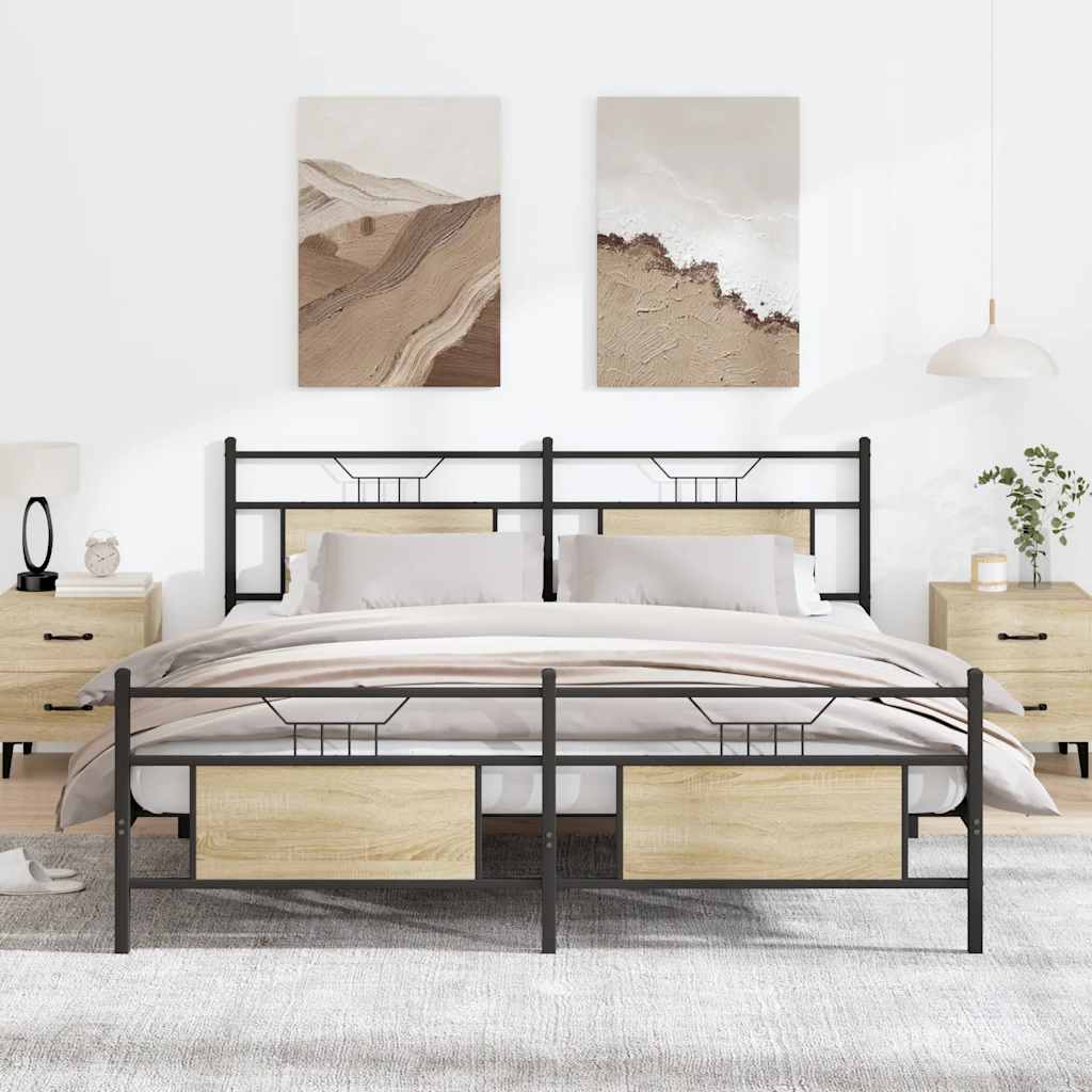 Cadre de lit en métal sans matelas chêne sonoma 160x200 cm - XIOS