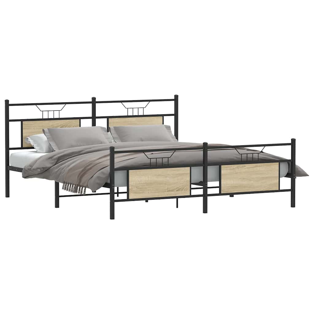Cadre de lit en métal sans matelas chêne sonoma 183x213 cm - XIOS