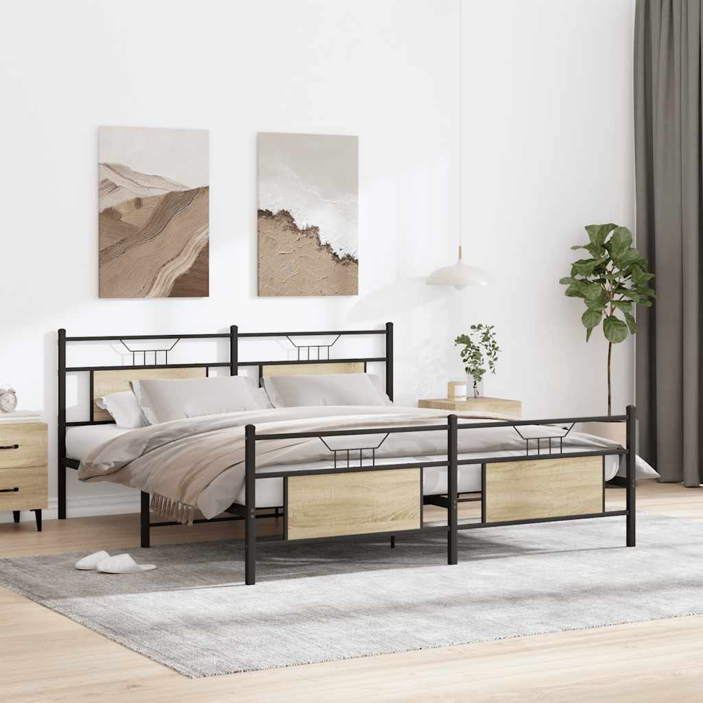 Cadre de lit en métal sans matelas chêne sonoma 183x213 cm - XIOS
