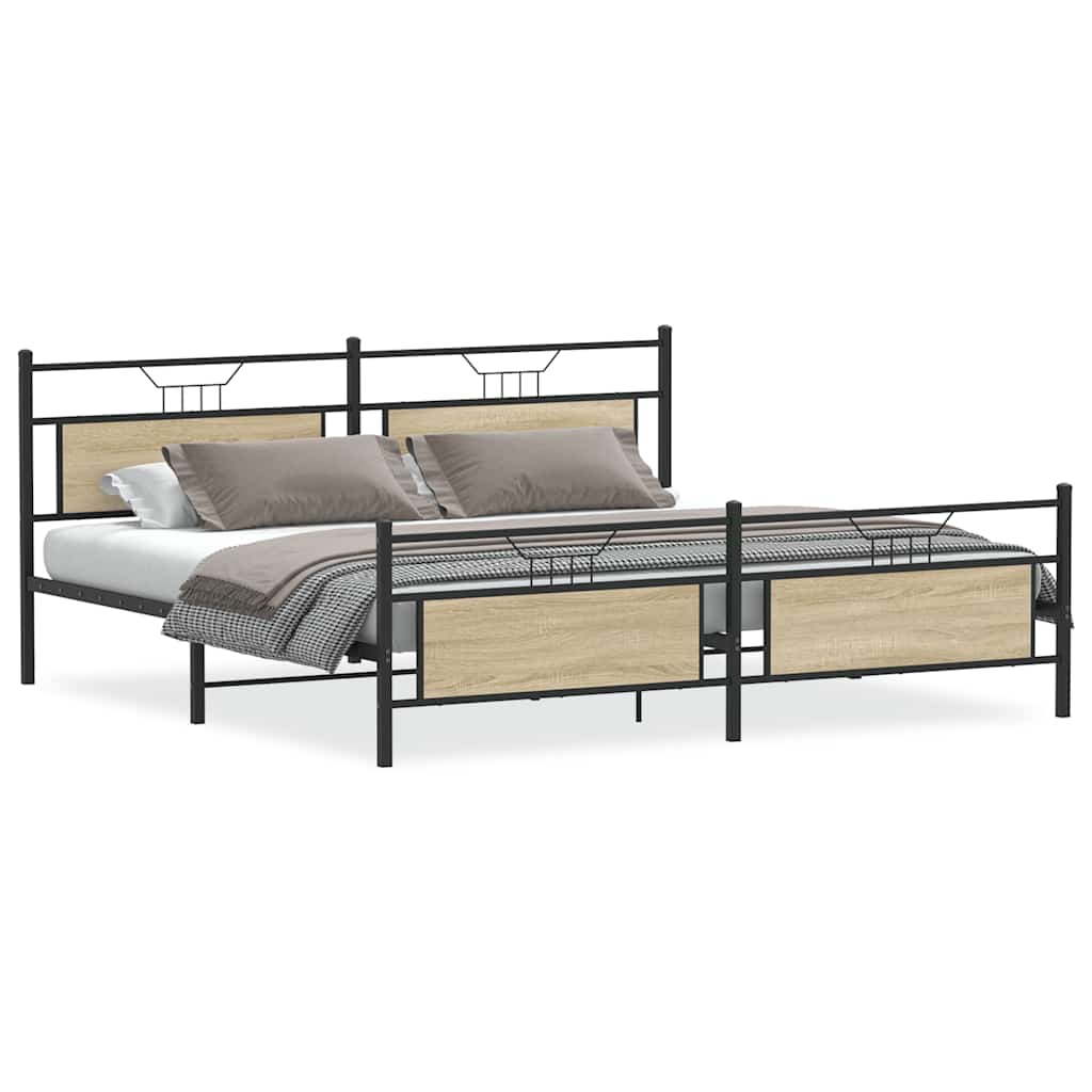 Cadre de lit en métal sans matelas chêne sonoma 193x201 cm - XIOS