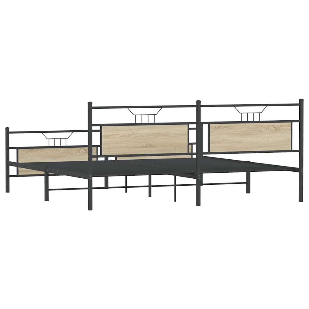 Cadre de lit en métal sans matelas chêne sonoma 193x201 cm - XIOS