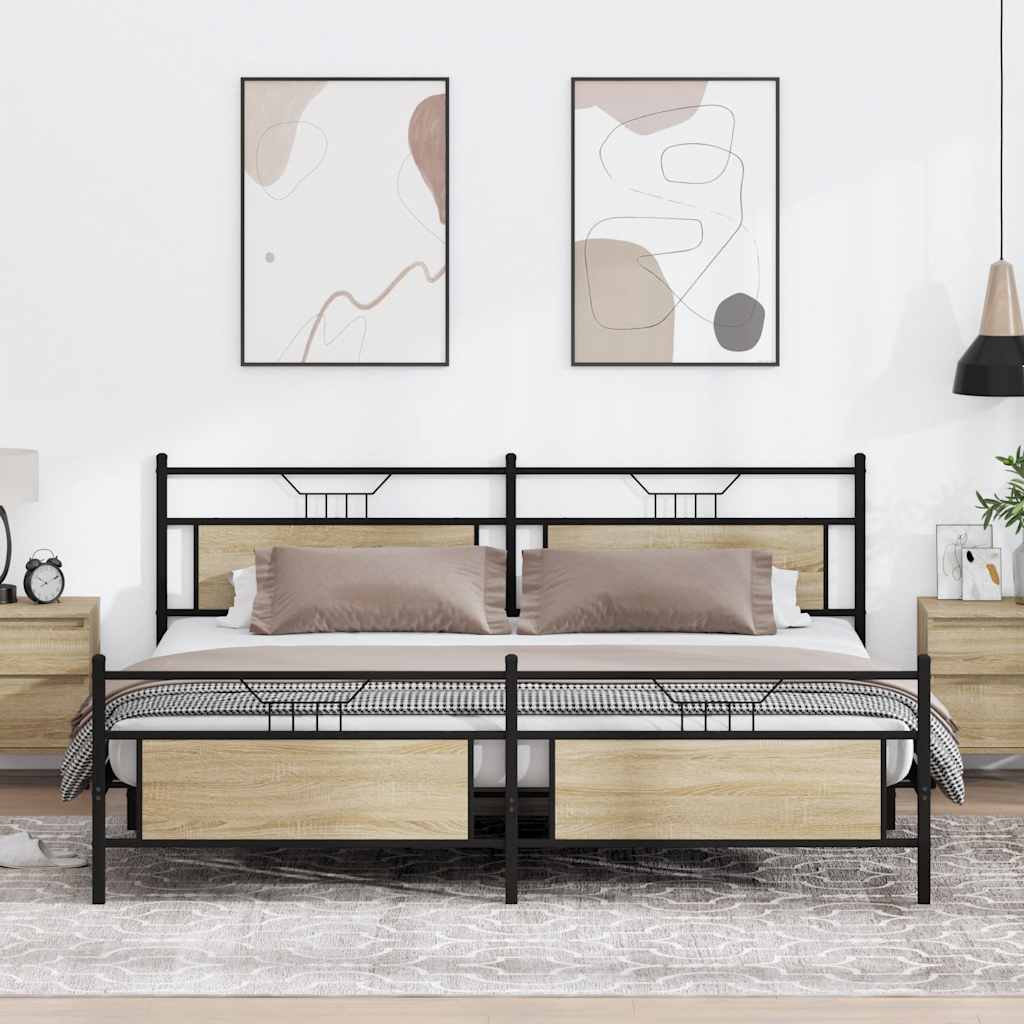 Cadre de lit en métal sans matelas chêne sonoma 200x200 cm - XIOS