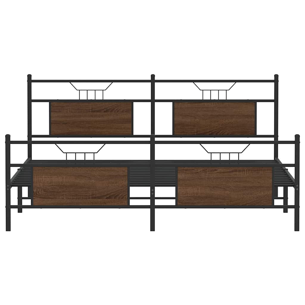 Cadre de lit en métal sans matelas chêne marron 180x200 cm - XIOS
