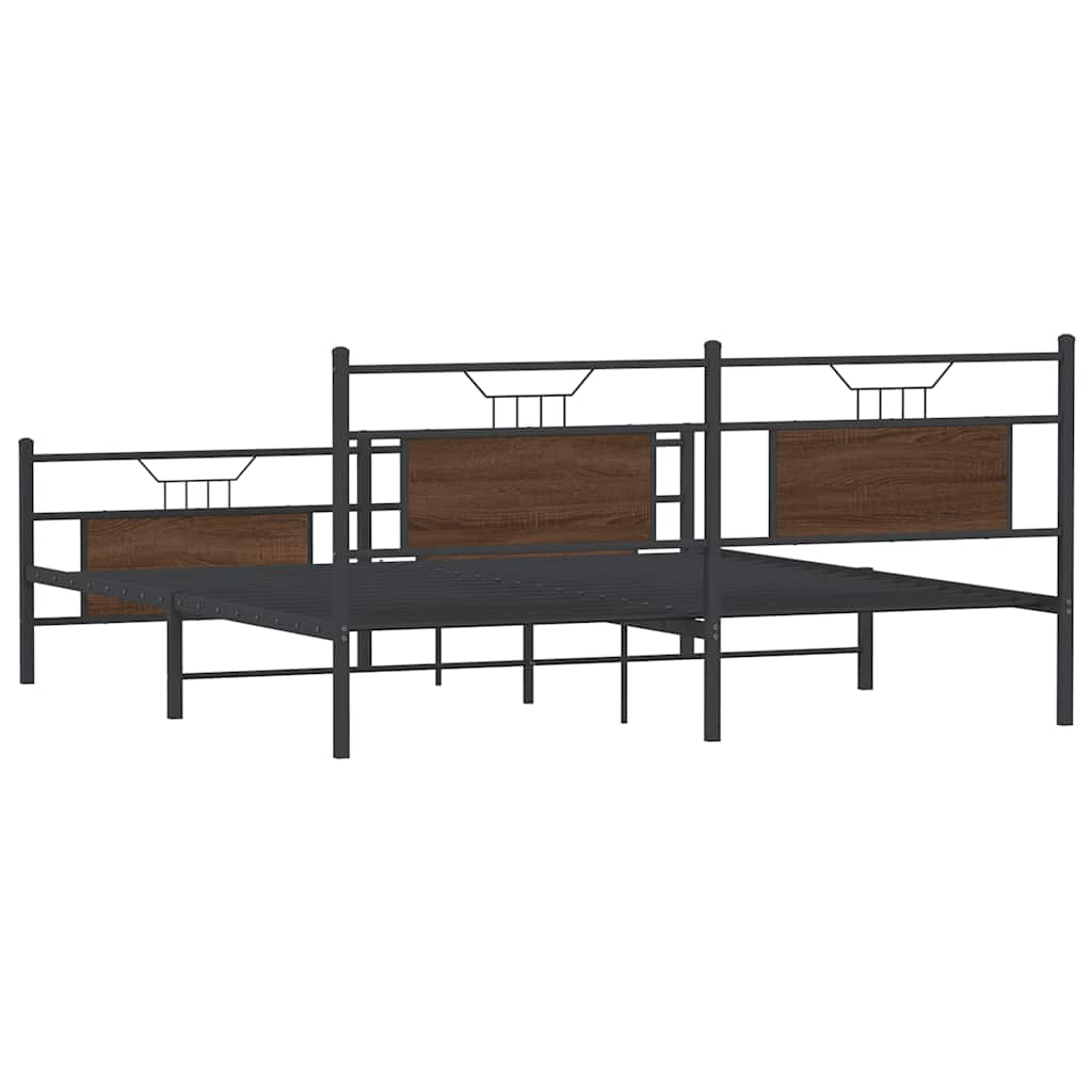 Cadre de lit en métal sans matelas chêne marron 180x200 cm - XIOS