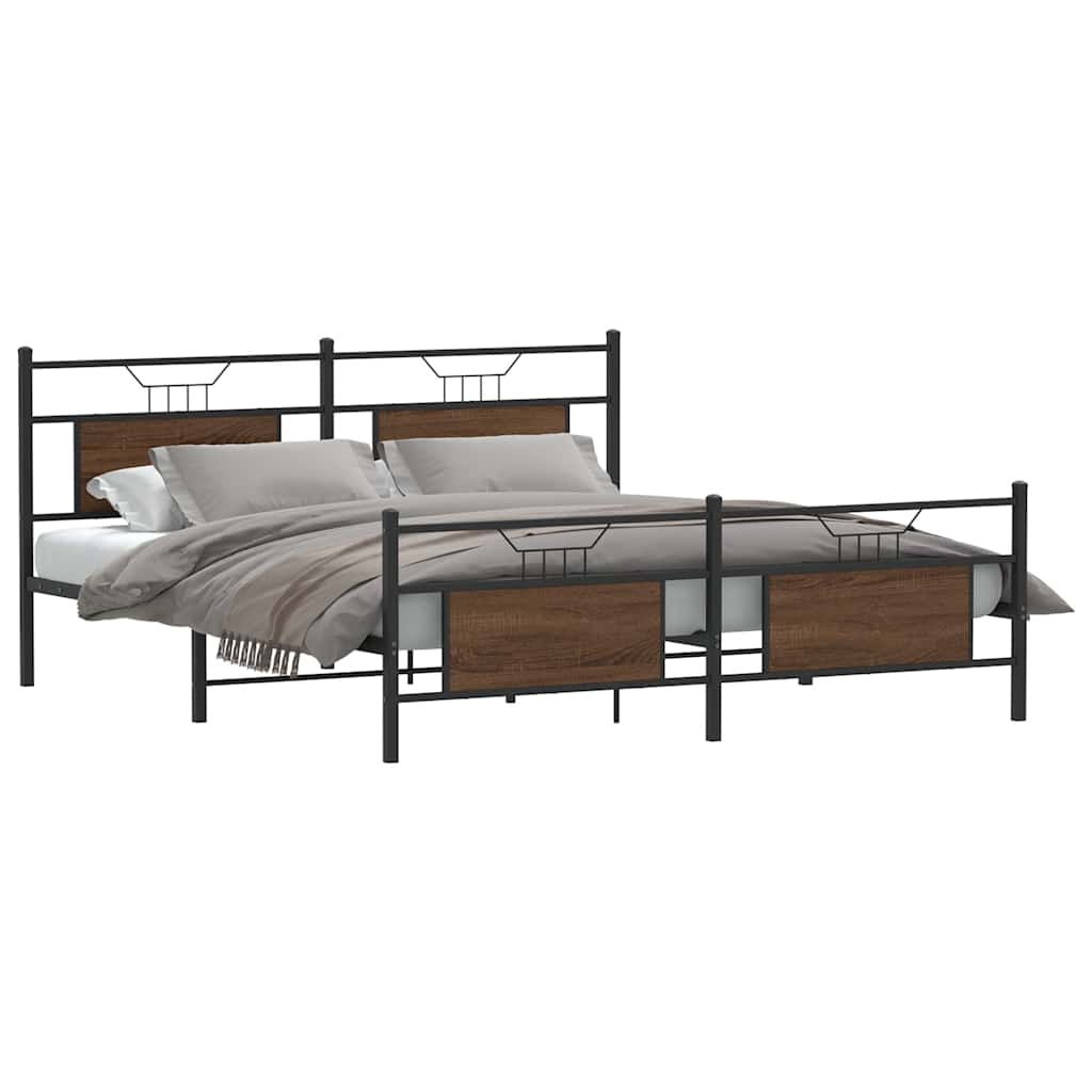 Cadre de lit en métal sans matelas chêne marron 183x213 cm - XIOS