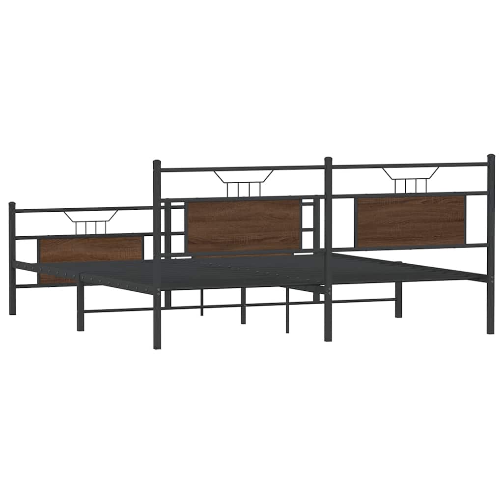 Cadre de lit en métal sans matelas chêne marron 183x213 cm - XIOS
