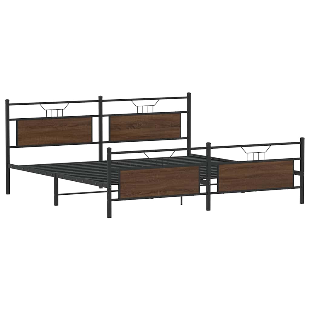Cadre de lit en métal sans matelas chêne marron 193x201 cm - XIOS