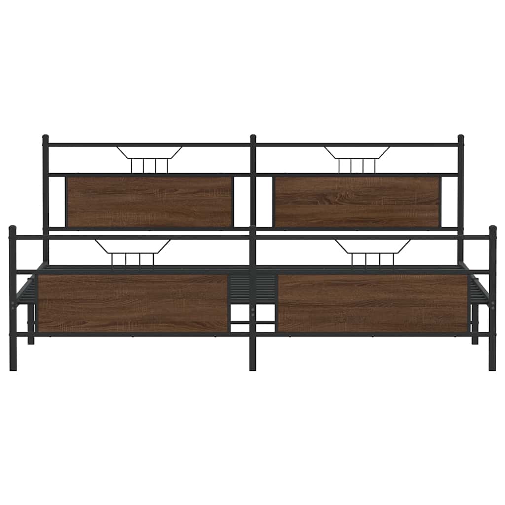 Cadre de lit en métal sans matelas chêne marron 193x201 cm - XIOS