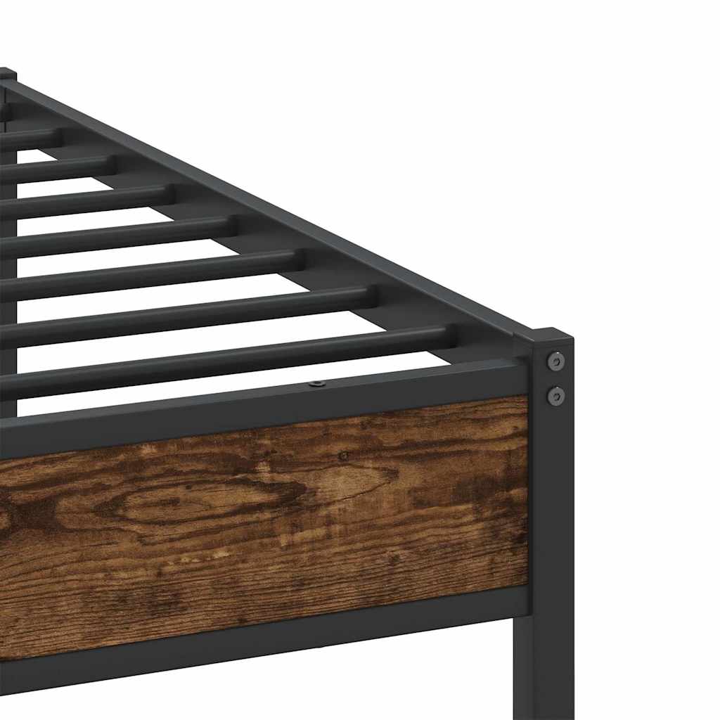 Cadre de lit en métal sans matelas chêne fumé 193x201 cm - XIOS