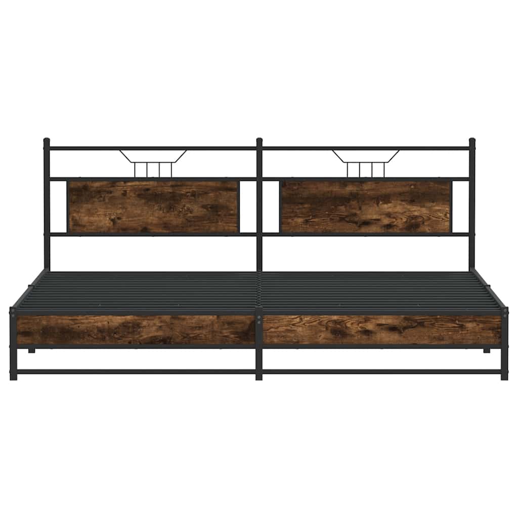 Cadre de lit en métal sans matelas chêne fumé 193x201 cm - XIOS