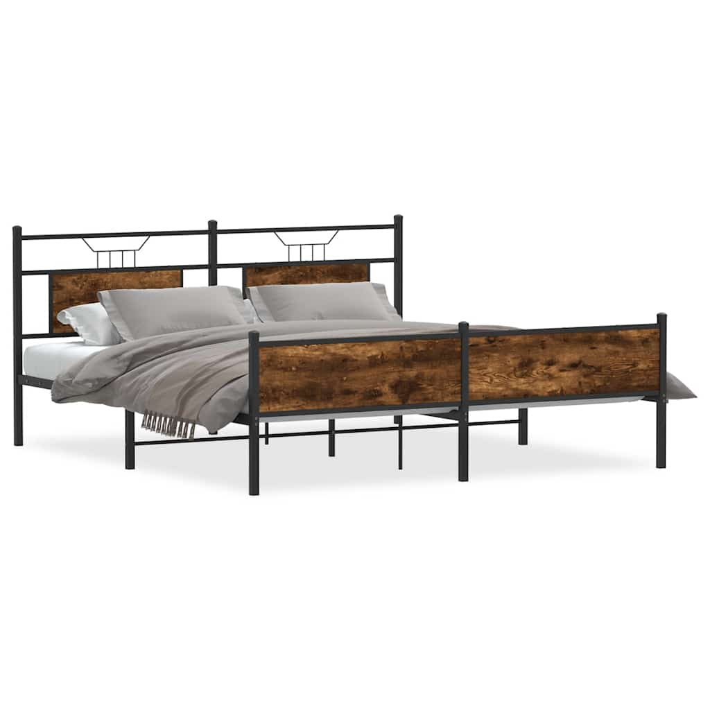 Cadre de lit en métal sans matelas chêne fumé 160x200 cm - XIOS