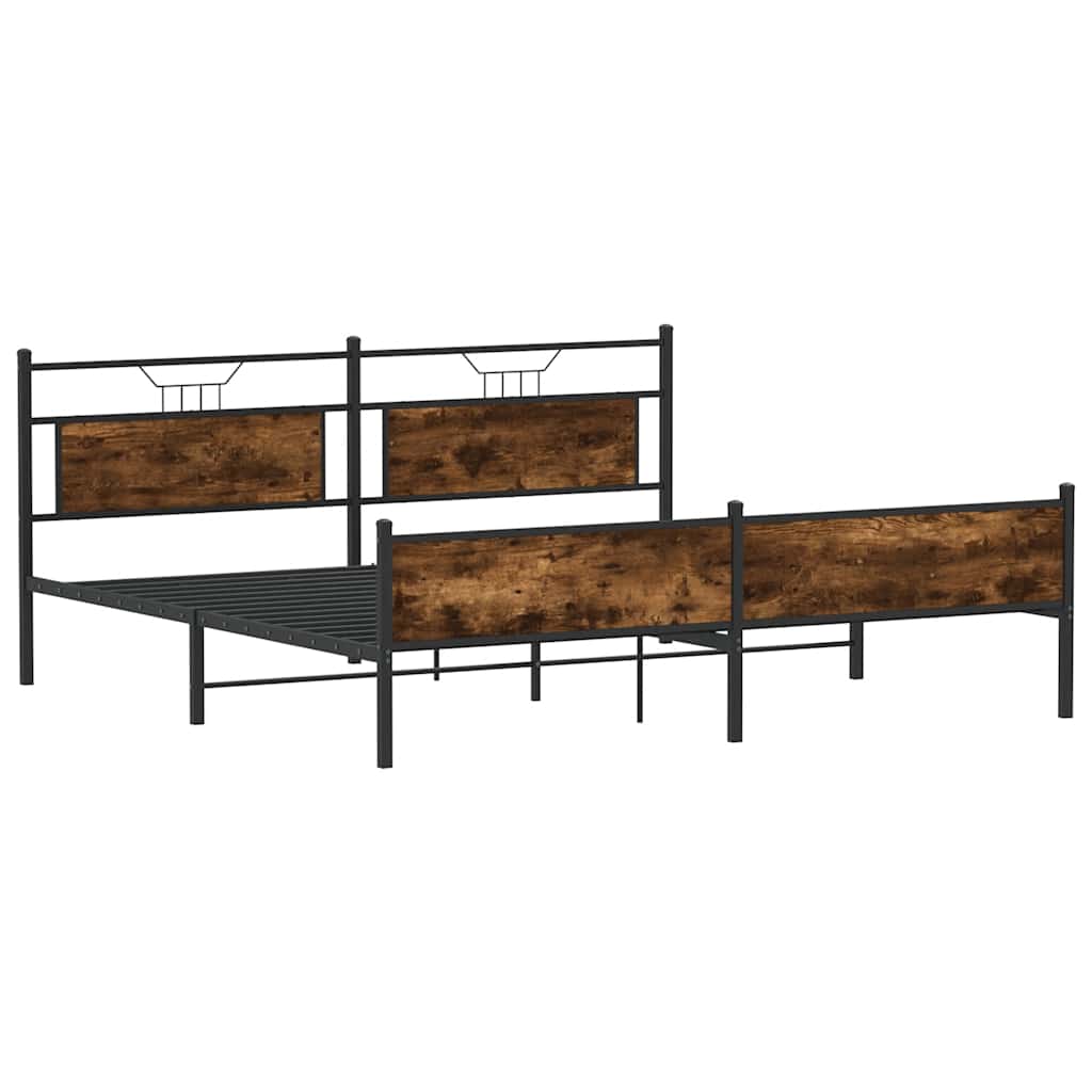 Cadre de lit en métal sans matelas chêne fumé 160x200 cm - XIOS