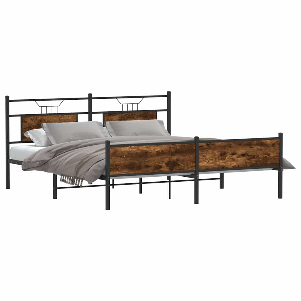 Cadre de lit en métal sans matelas chêne fumé 160x200 cm - XIOS