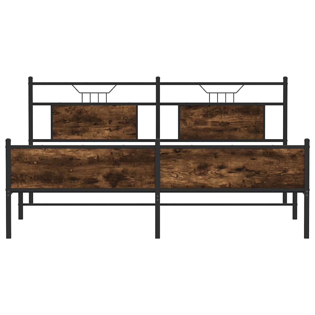 Cadre de lit en métal sans matelas chêne fumé 160x200 cm - XIOS