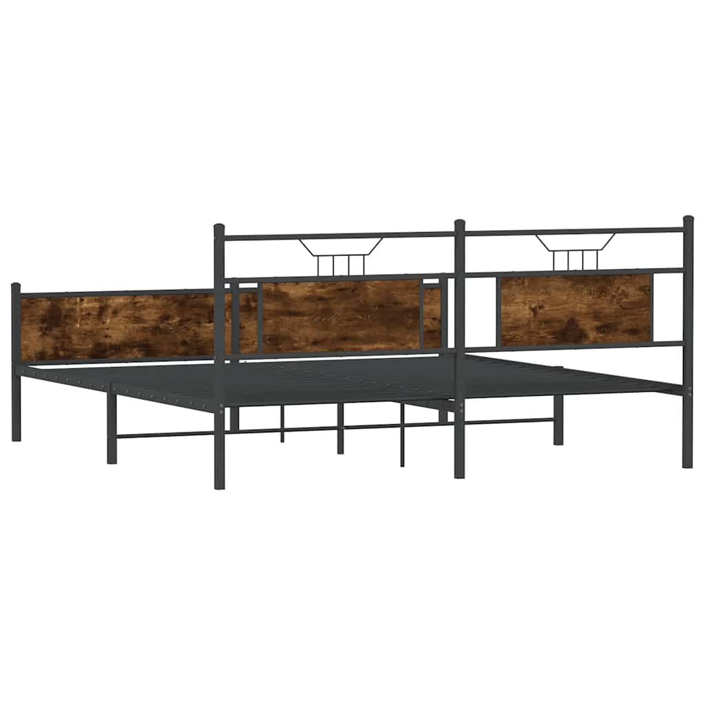 Cadre de lit en métal sans matelas chêne fumé 160x200 cm - XIOS