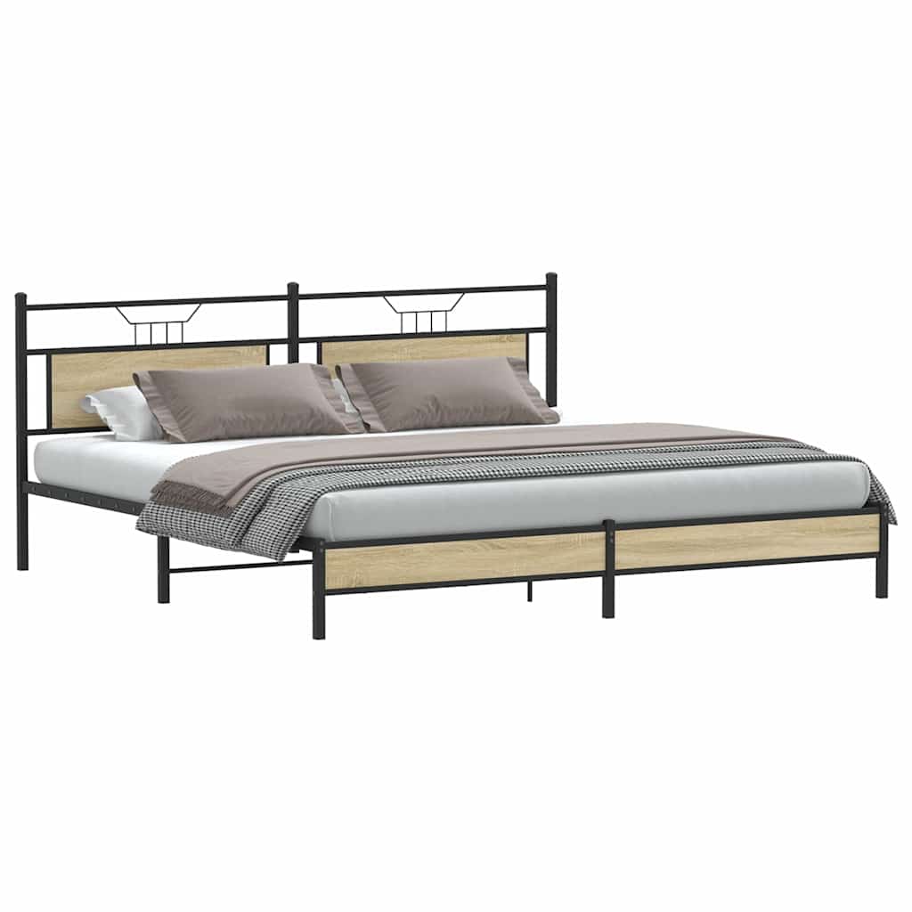 Cadre de lit en métal sans matelas chêne sonoma 193x201 cm - XIOS