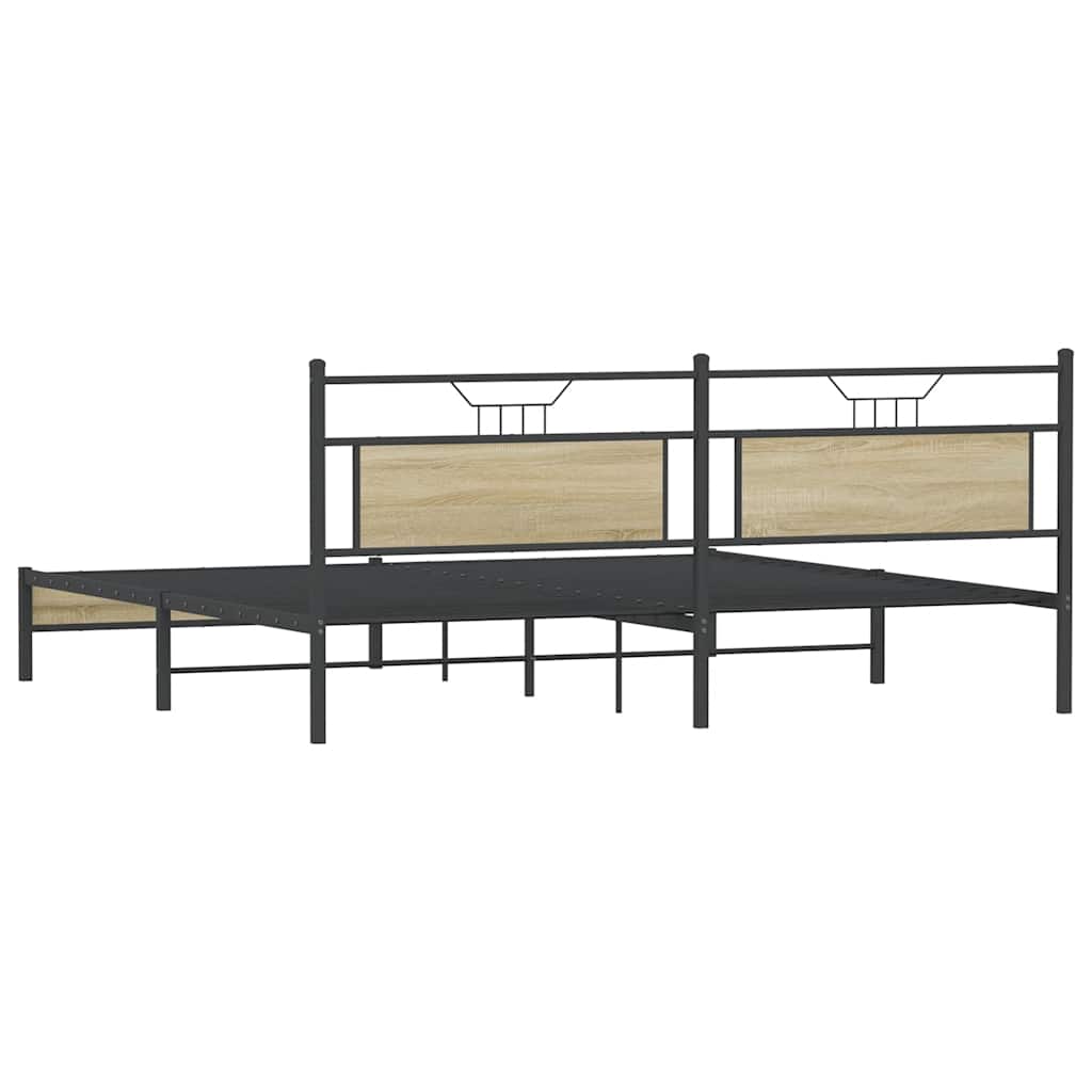 Cadre de lit en métal sans matelas chêne sonoma 193x201 cm - XIOS