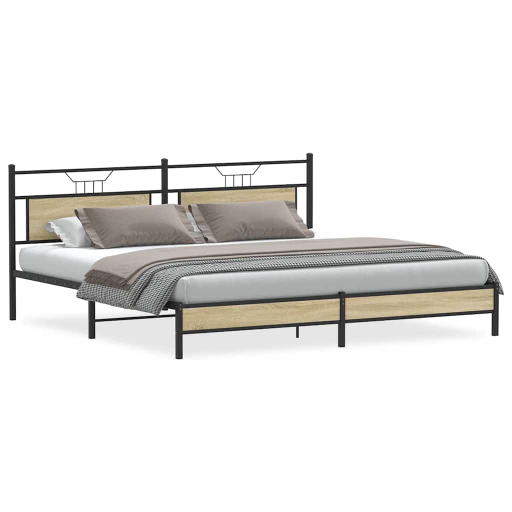 Cadre de lit en métal sans matelas chêne sonoma 200x200 cm - XIOS
