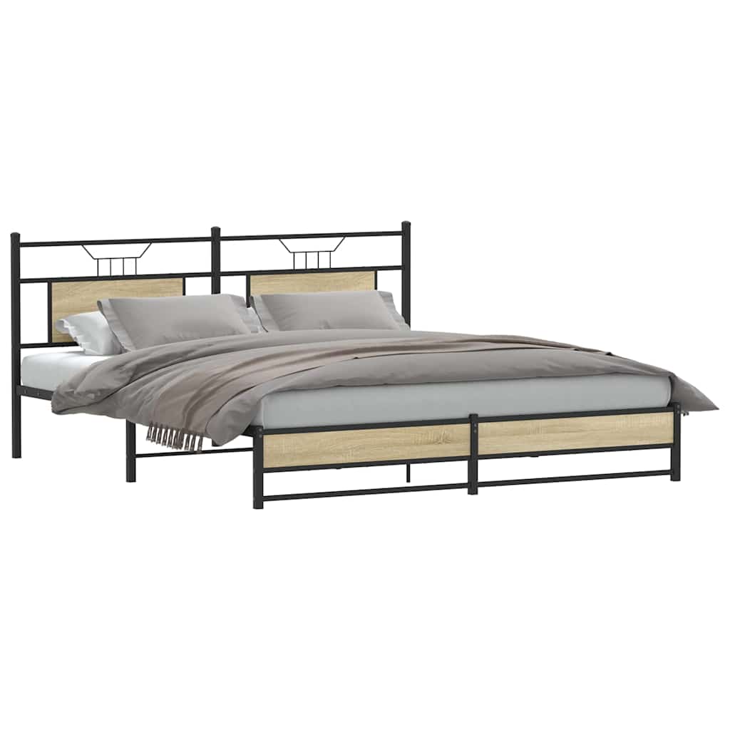 Cadre de lit en métal sans matelas chêne sonoma 183x213 cm - XIOS