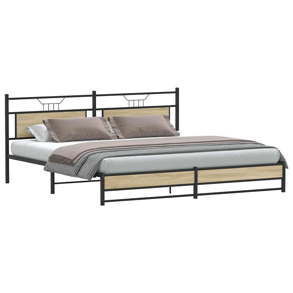 Cadre de lit en métal sans matelas chêne sonoma 193x201 cm - XIOS