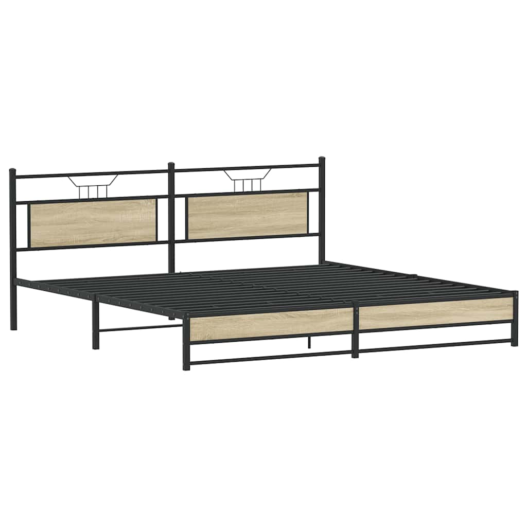 Cadre de lit en métal sans matelas chêne sonoma 193x201 cm - XIOS